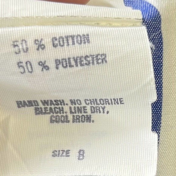 VTG Kathy J Dress 8 Blue White Striped Puff Shoulder Embroidered Elastic Waist - Picture 6 of 6